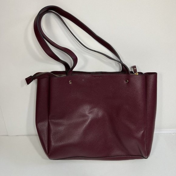 Nanette Lepore Burgundy Arriss Triple Section Shoulder Tote Bag Women Handbags - Picture 11 of 16